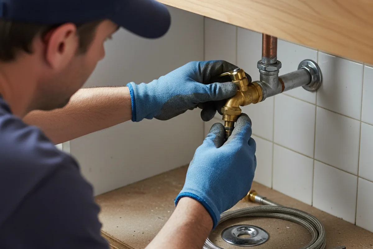 Shutoff valve and fitting work during Burst Pipe Repair in Blue Mountain